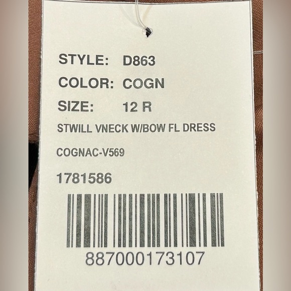 NWT Alfred Sung Deep V-Back Satin Trumpet Dress, One-Shoulder Bow in Cognac, 12R - Picture 11 of 16